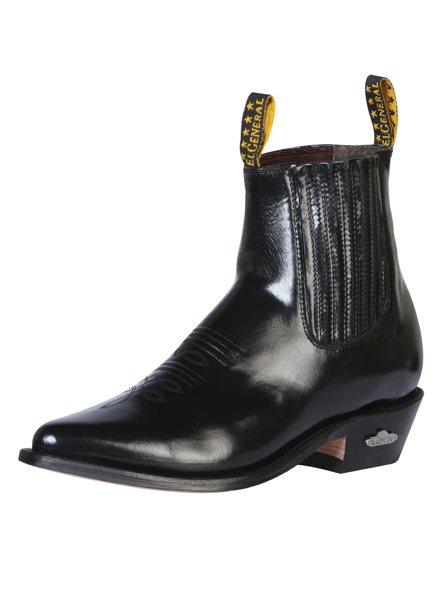 Bota Vaquera de Hombre El General Tobillo en Piel Color Negro 181