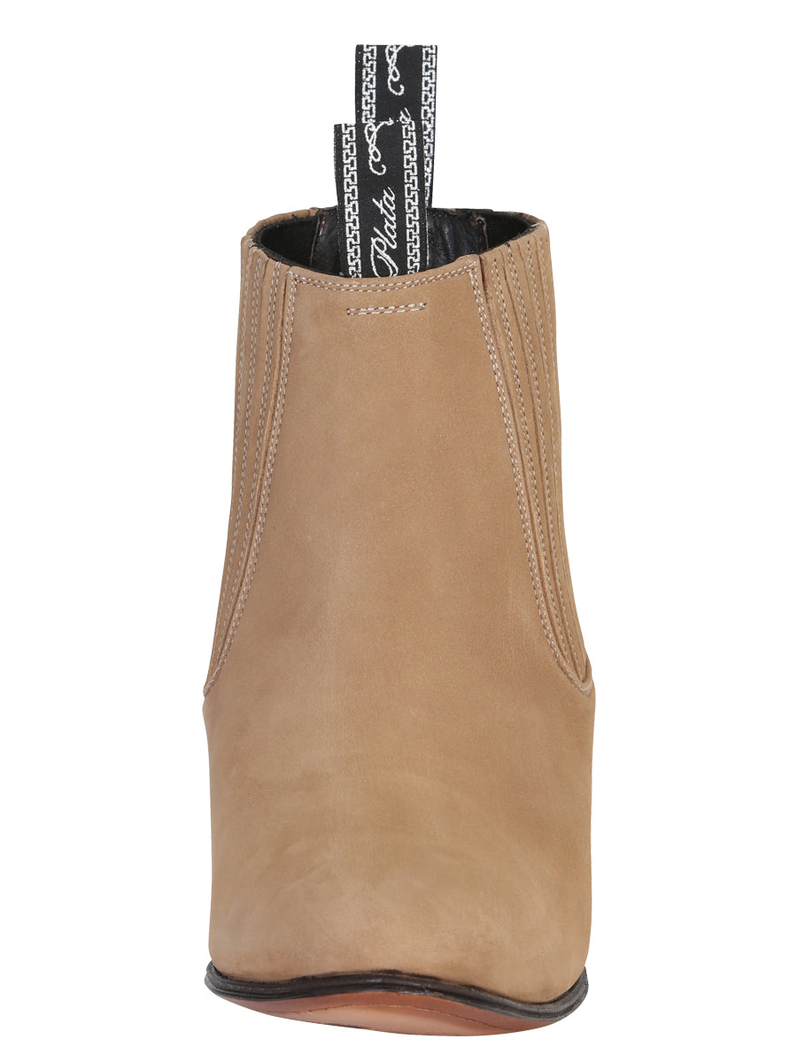 Botín Vaquero de Hombre El General Charro en Piel Bovino Nobuck Color Beige 230