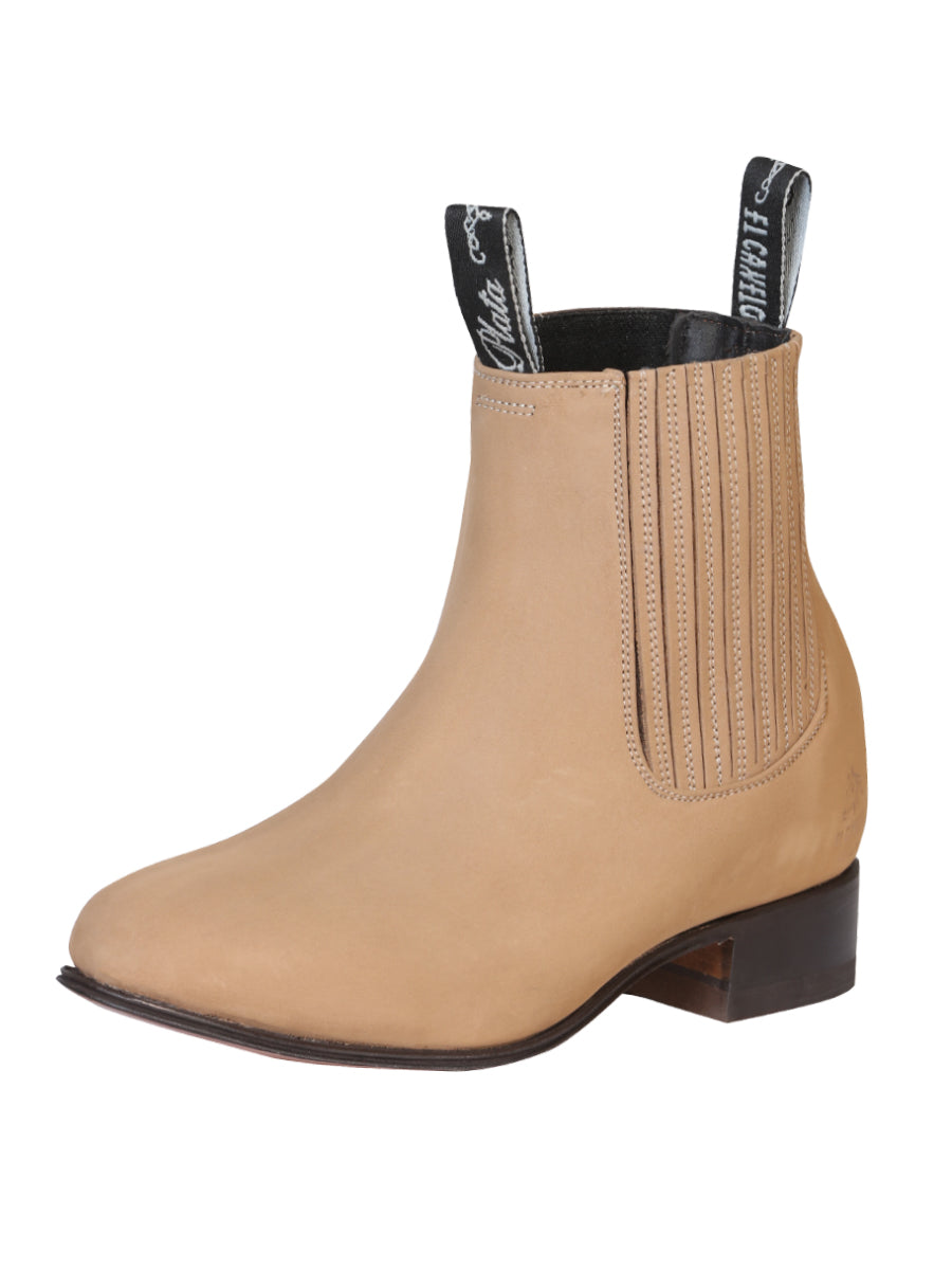 Botín Vaquero de Hombre El General Charro en Piel Bovino Nobuck Color Beige 230