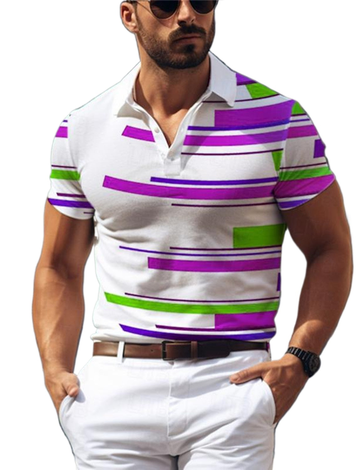 Camisa tipo Polo de Golf informal con estampado geométrico 3D