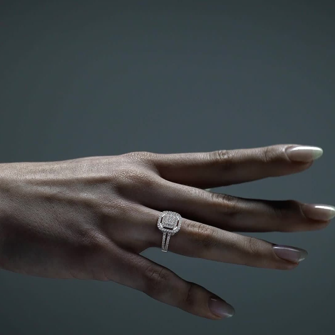 Anillo De Compromiso Promesa De Plata Con Moissanita