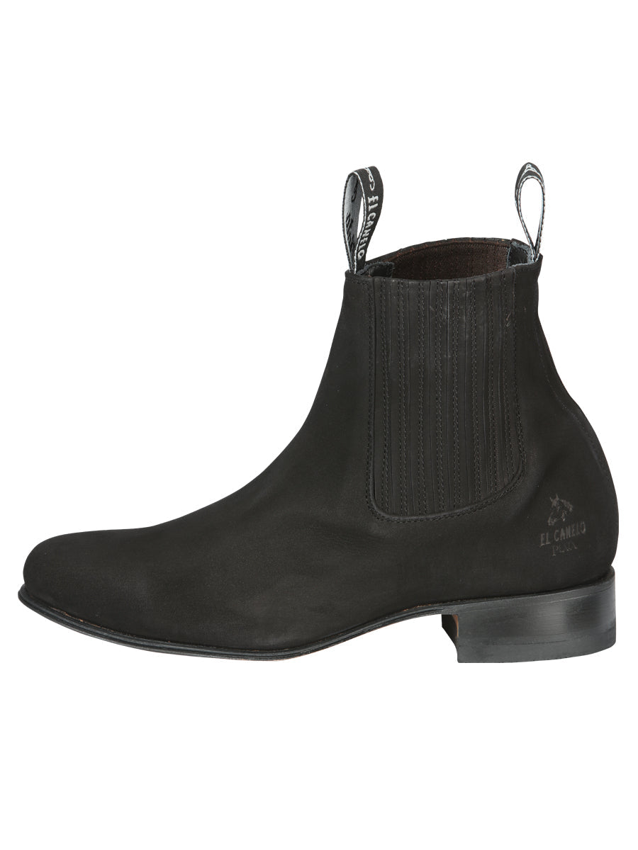 Botín Vaquero de Hombre El General Charro en Piel Bovino Nobuck Color Negro 3663