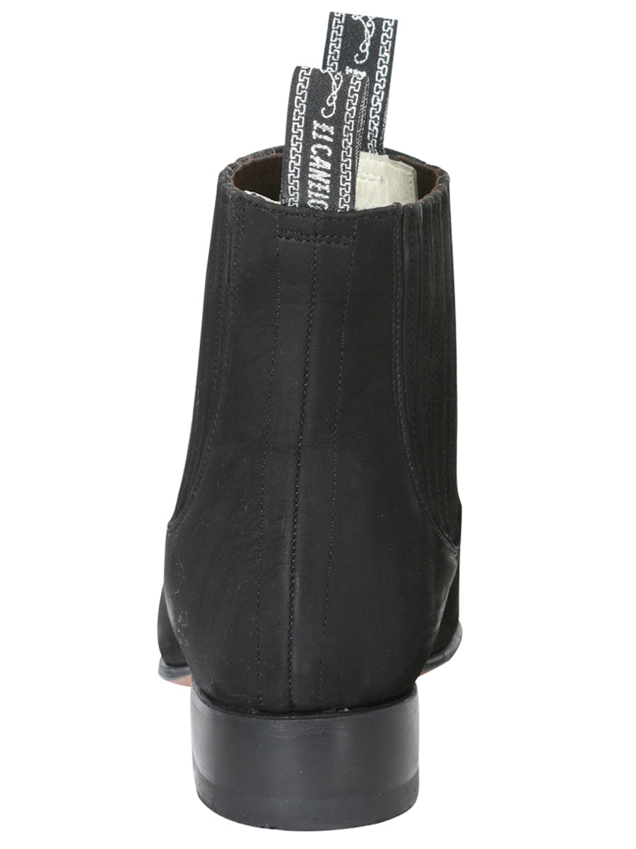 Botín Vaquero de Hombre El General Charro en Piel Bovino Nobuck Color Negro 3663