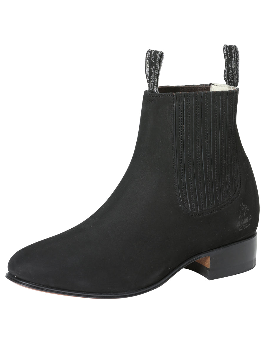Botín Vaquero de Hombre El General Charro en Piel Bovino Nobuck Color Negro 3663