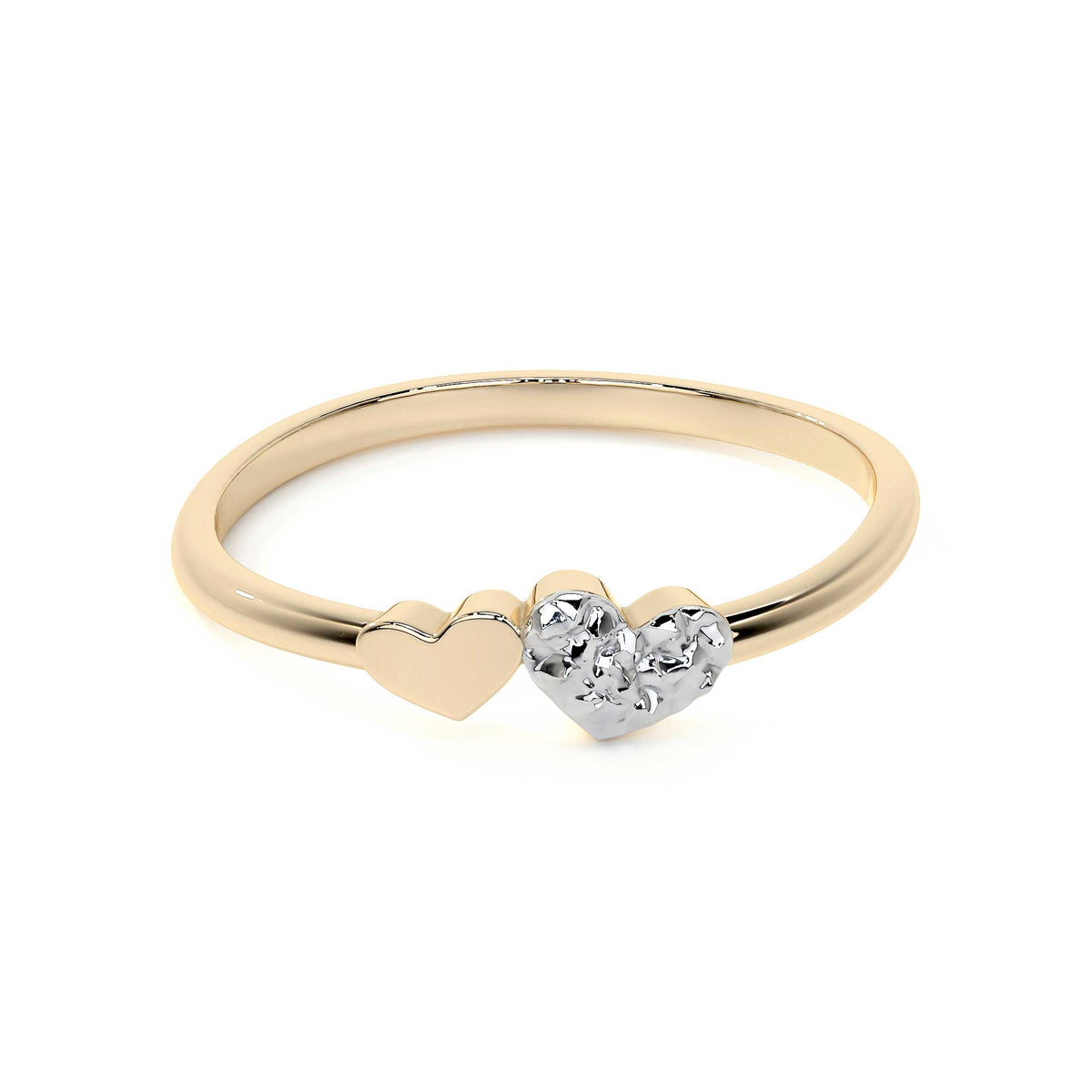 Anillo De Oro 14k Con Corazón Rodinado