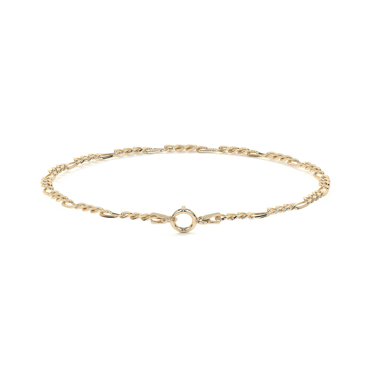 Pulsera Italiana Figaro Pave De 10 Quilates 2.6mm