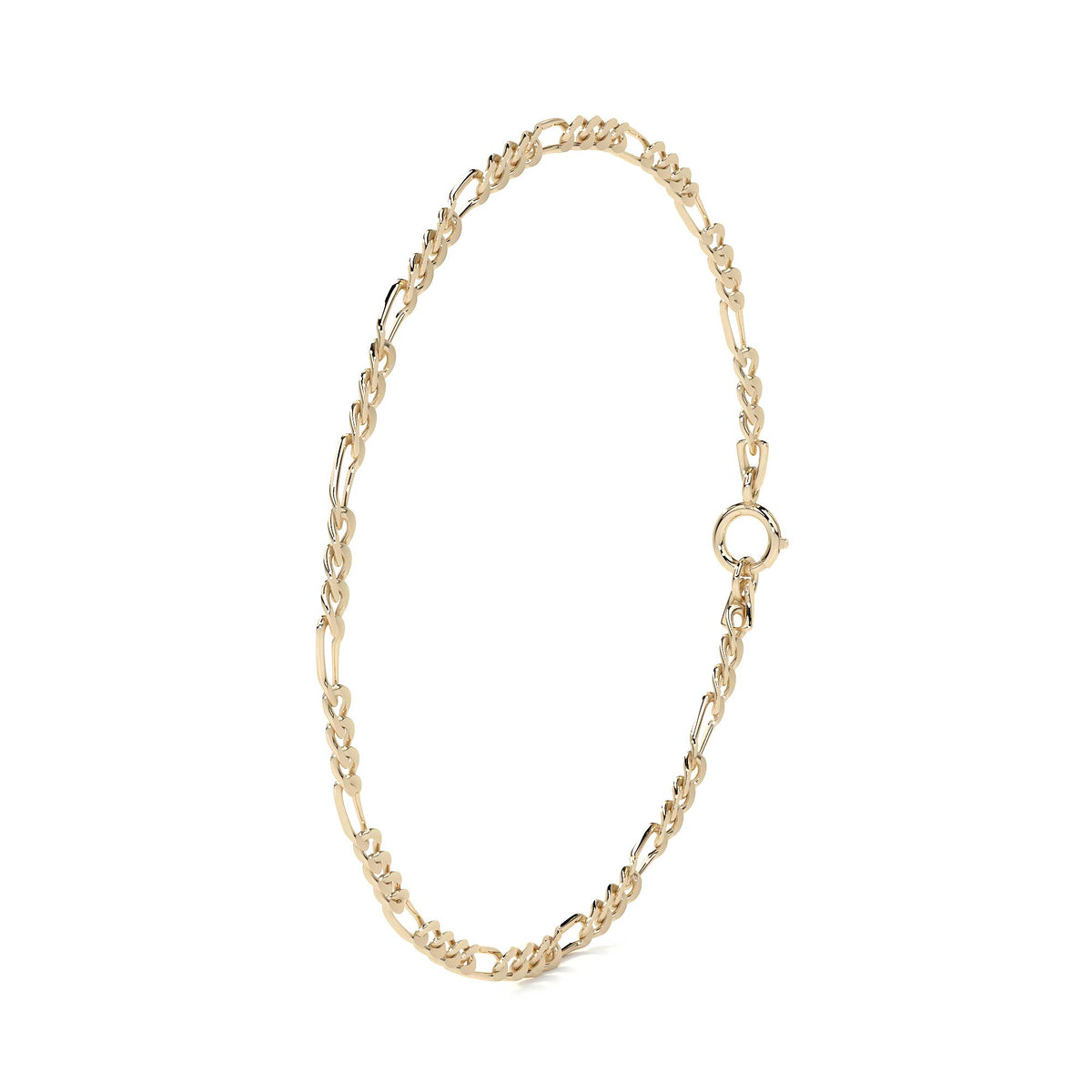 Pulsera De Oro Figaro Hueca 10k Calibre 2.6 Mm 21.5cm Hombre