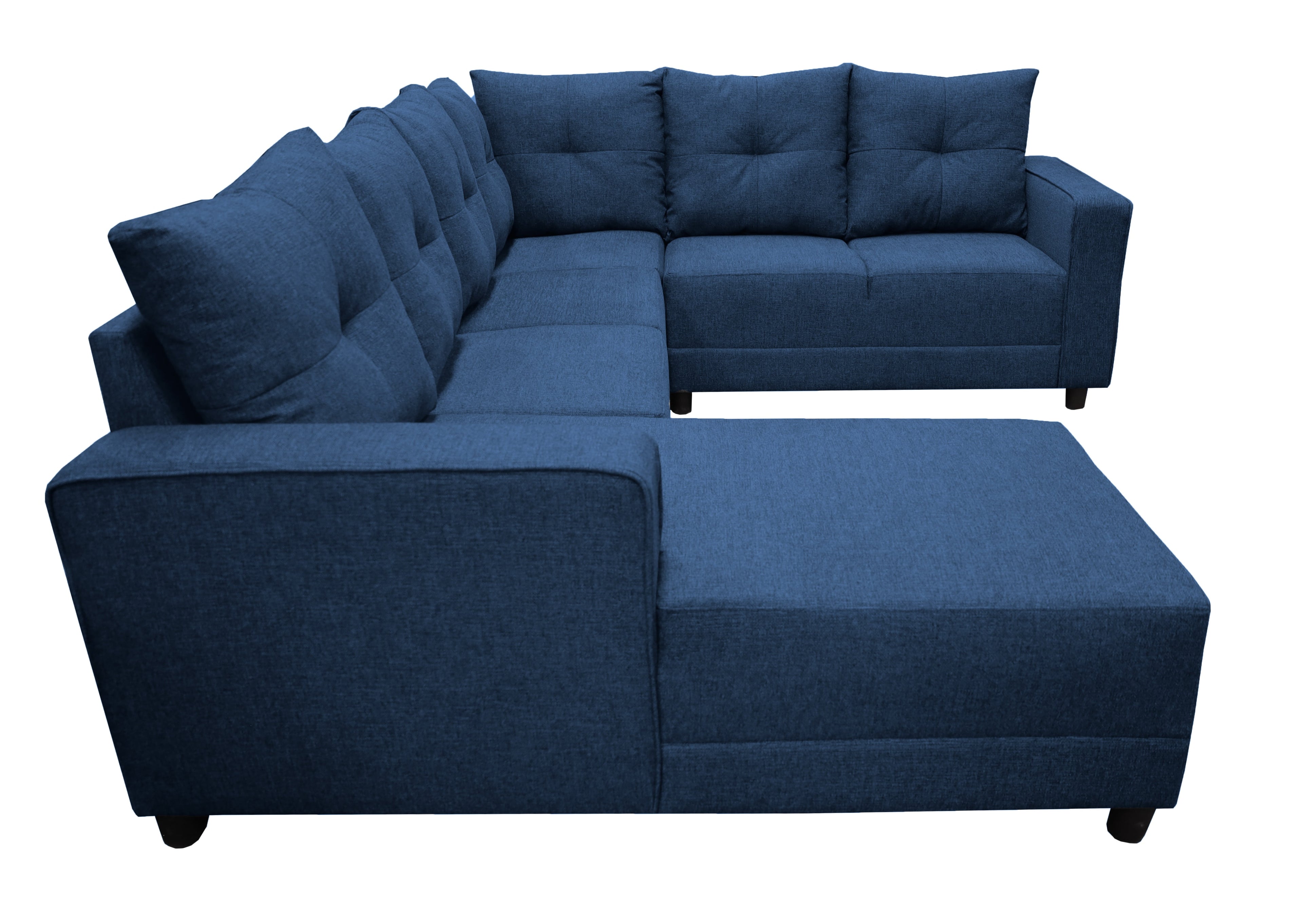 Sala Esquinera en U El Bazar Store Hera Azul marino 160x275x215 cm 4 Salas en 1 Tela Lino nacional Modular Chaise love seat sofa