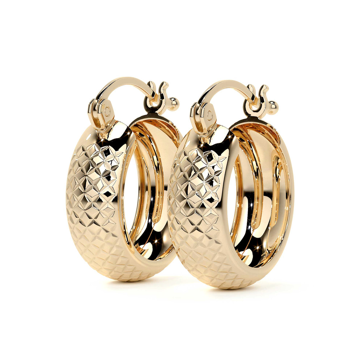 Arracada Diamantada Bangle De Oro 10k Estilo Panal, 12 X 6mm
