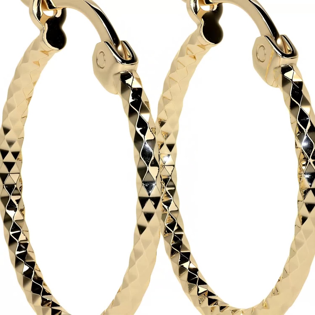 Arete Arracada De Oro 14k Con Diamantado Estilo Panal