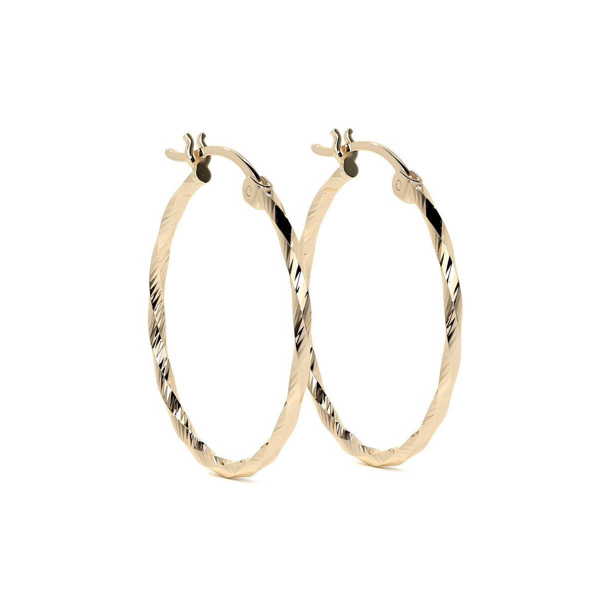 Arete Arracada De Oro De 10k Diamantada Estilo Torsal
