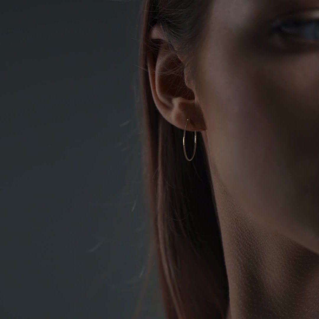 Arete Arracada Lisa Para Mujer De Oro Puro De 14k