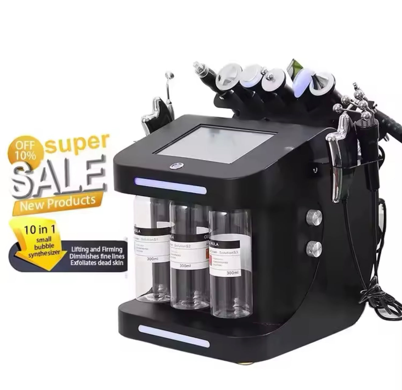 Máquina Hydro Facial 10 en 1 Profesional – Color Negro