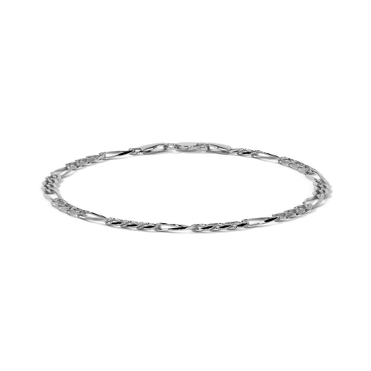 Pulsera de Plata 925 Italiana para Hombre Estilo Fígaro 3x1 | Joyería Masculina Elegante
