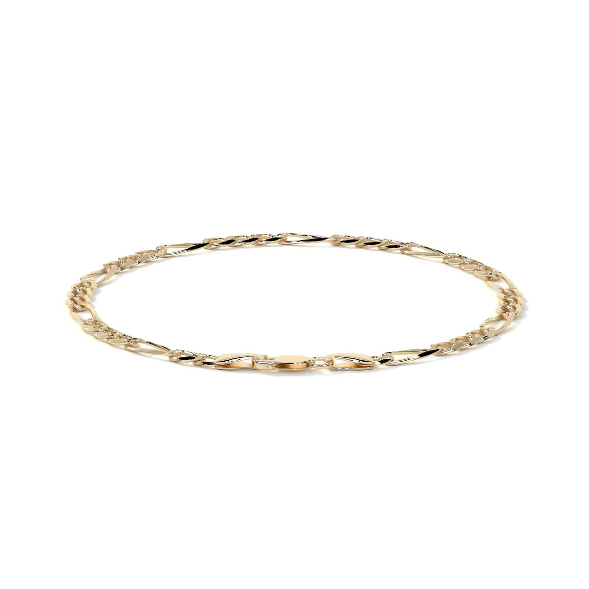 Cadena Italiana Figaro Solida De 10 Quilates 5.3 Mm, 55 Cm