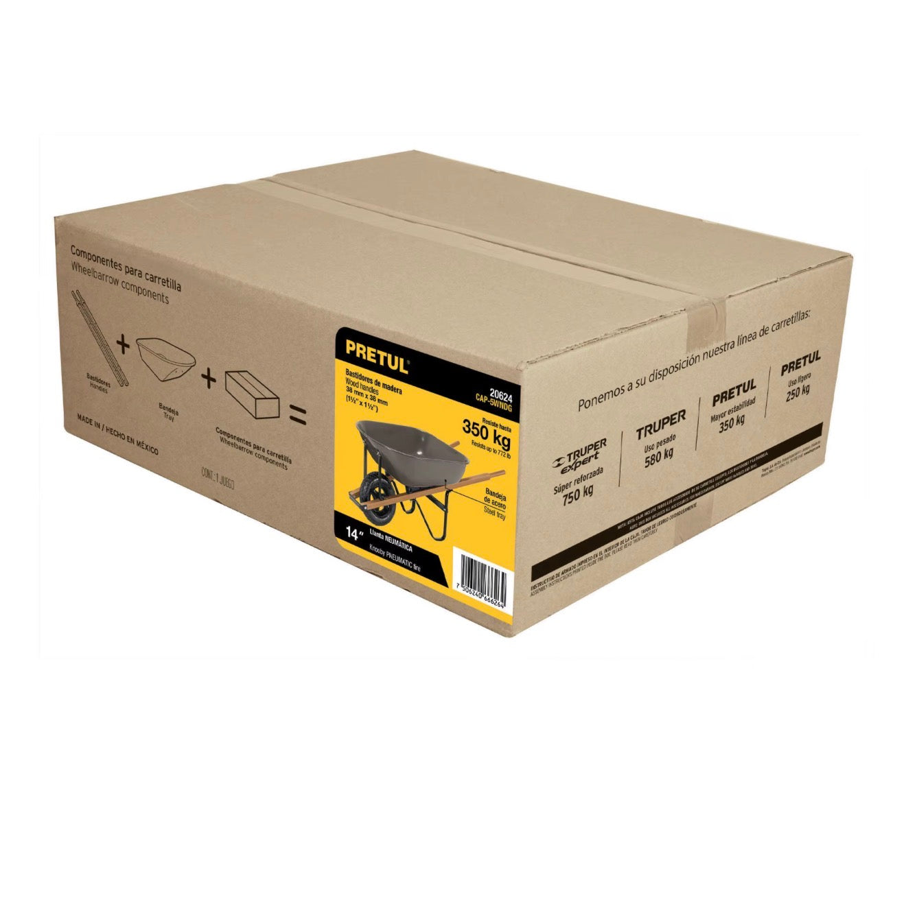 Carretilla metálica de construcción PRETUL 5.5 ft³ con llanta 14