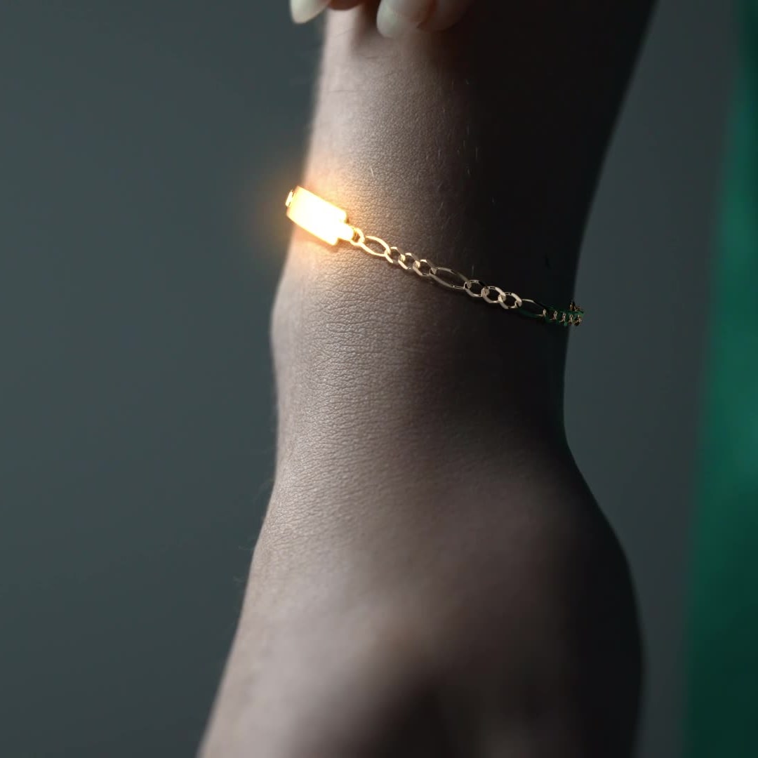 Pulsera Italiana Figaro Pave De 10 Quilates 2.6mm