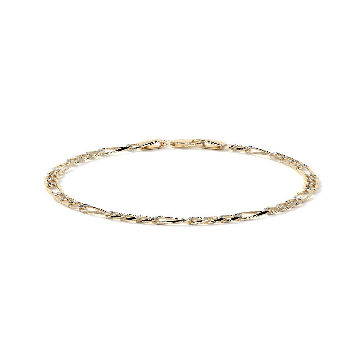 Pulsera Italiana Figaro Pave De 10 Quilates 3.2mm, 21.5 Cm