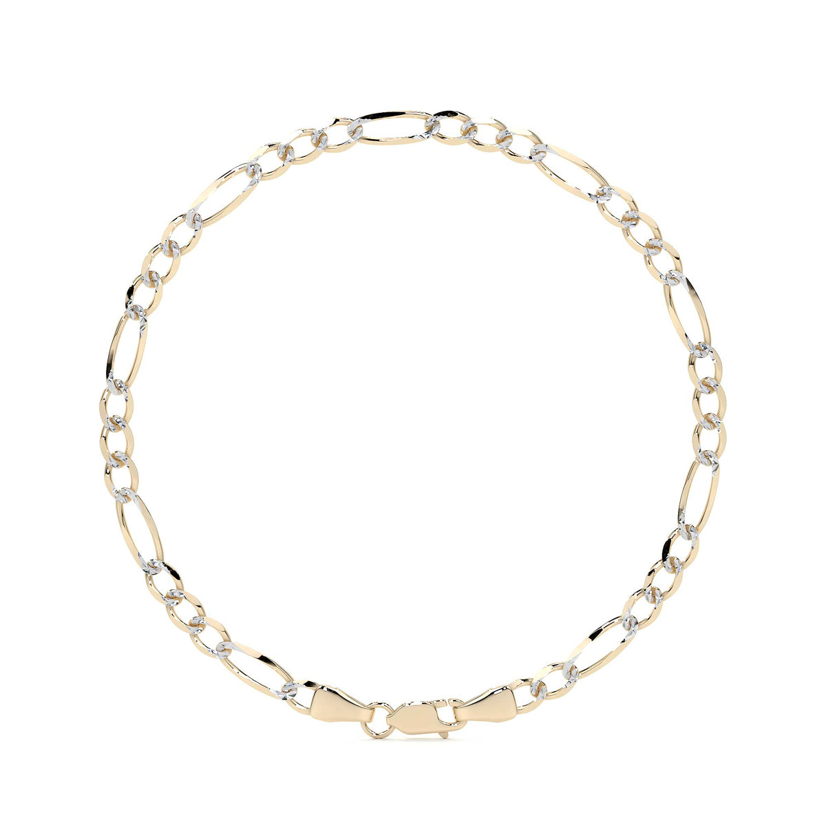 Pulsera Italiana Figaro Pave De 10 Quilates 3.2mm, 21.5 Cm