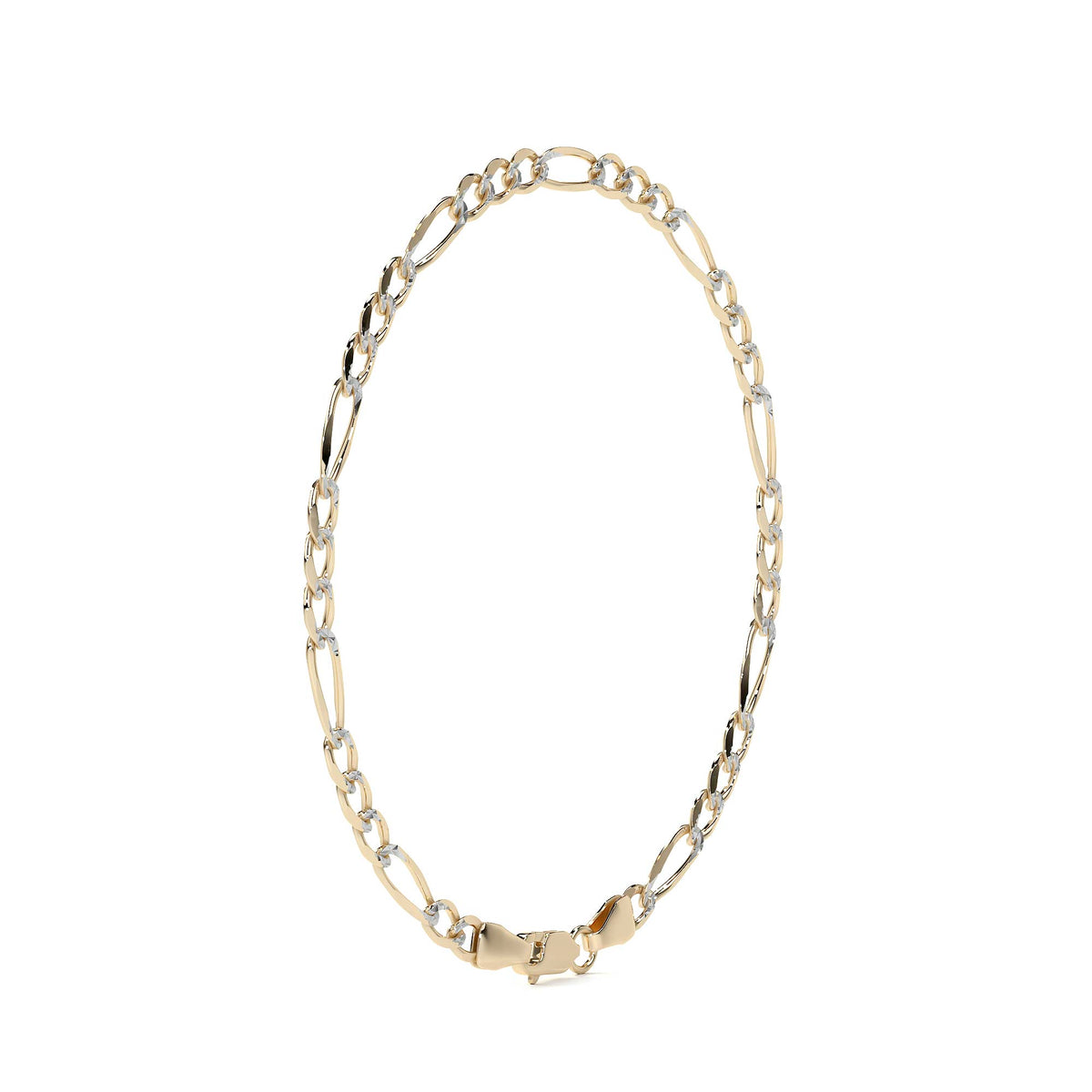 Pulsera Italiana Figaro Pave De 10 Quilates 3.2mm, 21.5 Cm