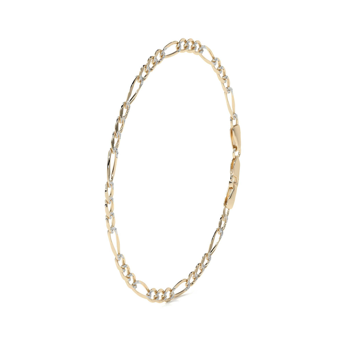 Pulsera Italiana Figaro Pave De 10 Quilates 3.2mm, 21.5 Cm