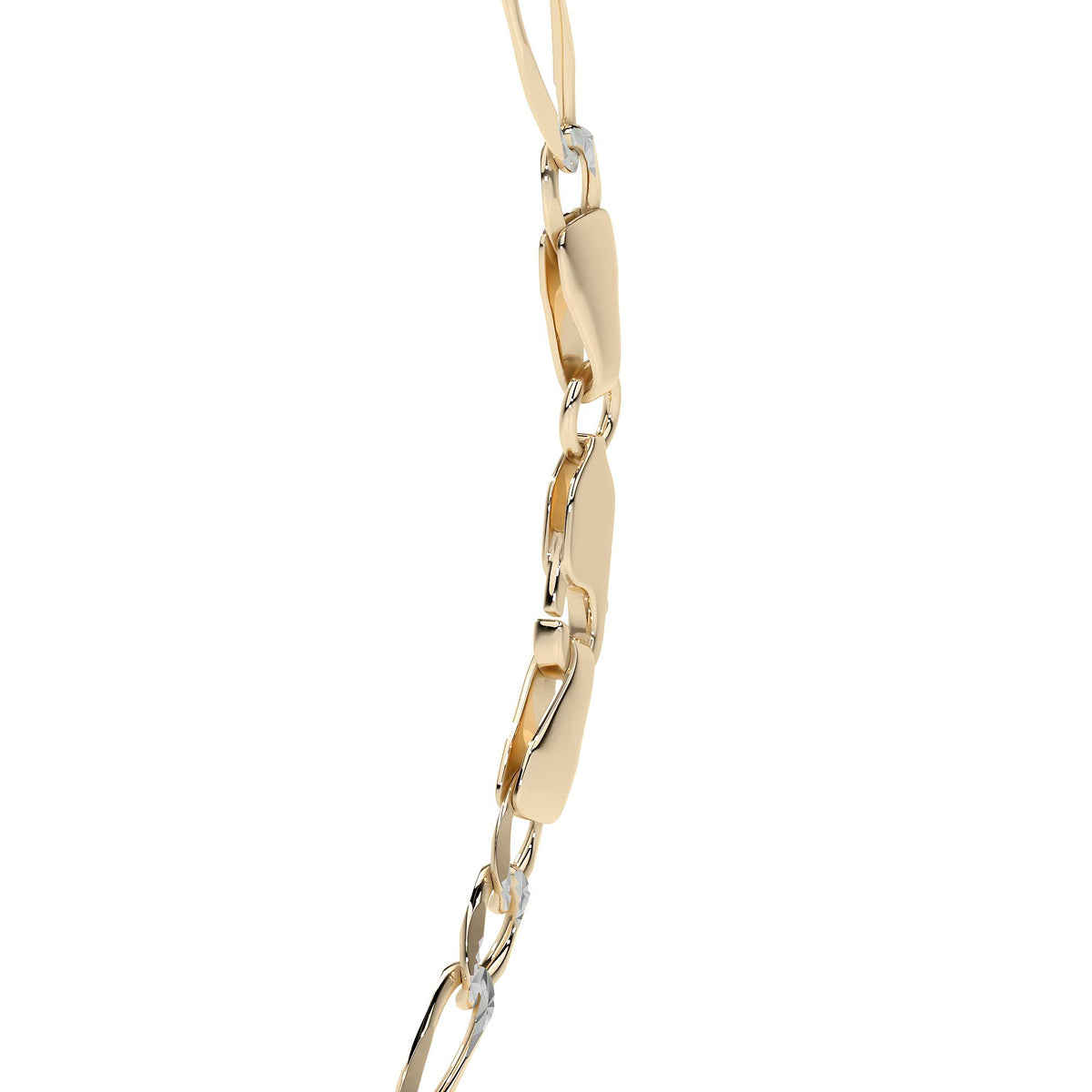 Pulsera Italiana Figaro Pave De 10 Quilates 3.2mm, 21.5 Cm