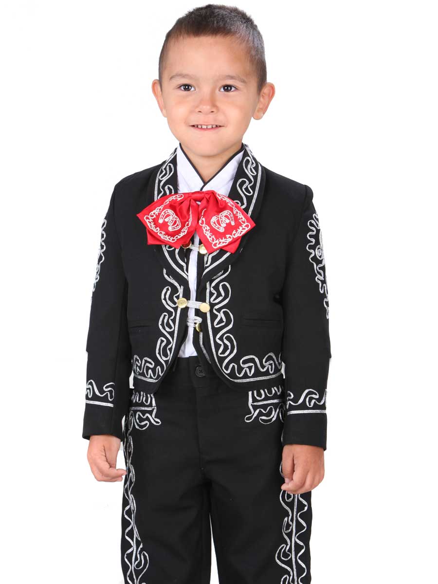 Traje Charro de Niño El General CSK-1 Charro en 100% Poliéster Color Negro/Blanco/Rojo 34262