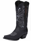 Bota Vaquera Mujer El General Edición Limitada Piel Crazy Bovino Negro - Modelo 34514