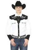 Camisa Vaquera de Hombre El General CVAP1021 Manga Larga Bordada en 65% Poliéster 35% Algodón Color Blanco 35185