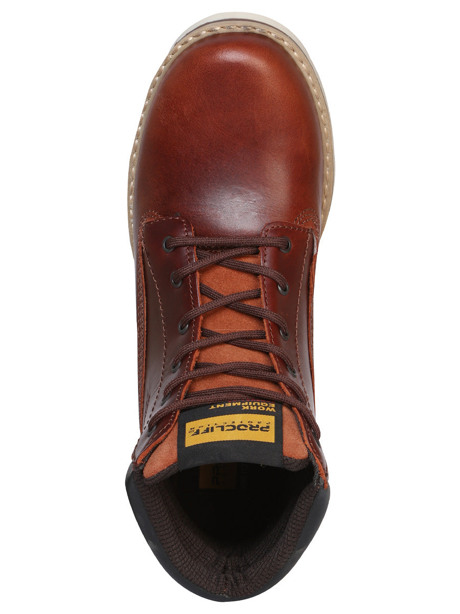 Bota de Mujer El General Trabajo en Piel Color Vino 35201