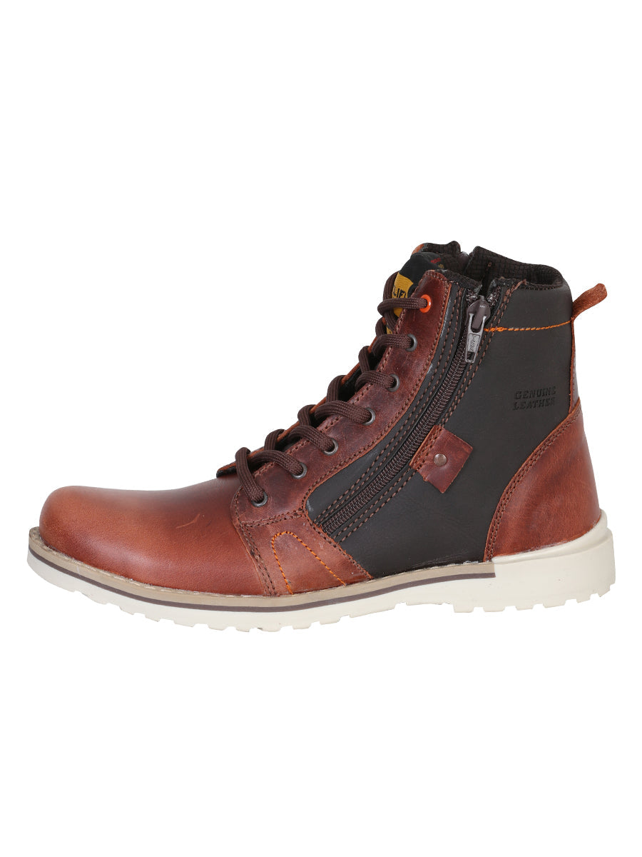 Bota de Mujer El General Trabajo en Piel Color Vino 35209