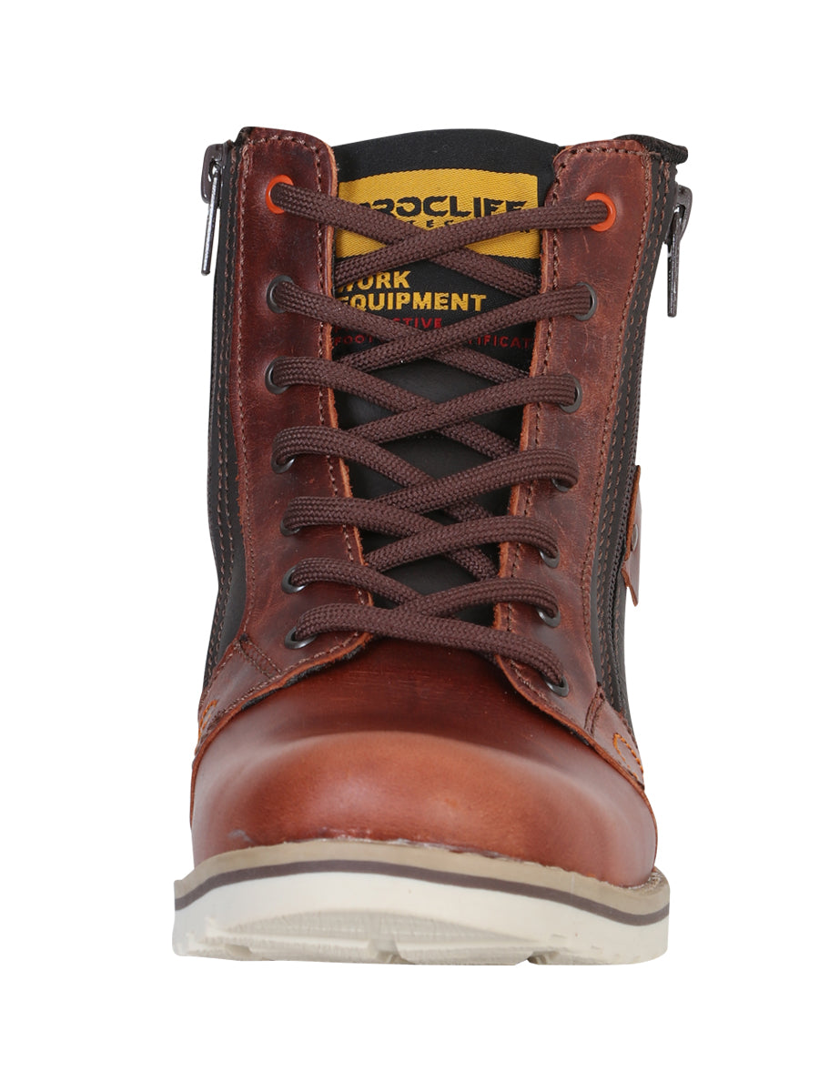 Bota de Mujer El General Trabajo en Piel Color Vino 35209