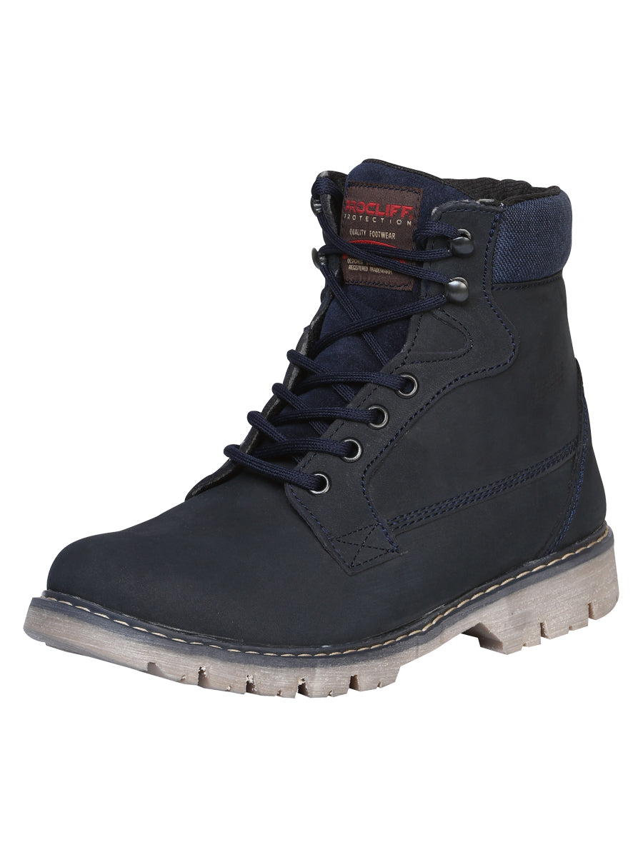 Bota de Mujer El General Trabajo en Piel Nobuck Color Azul 35226