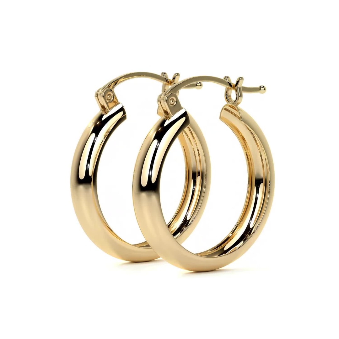 Arracada Bangle De Oro De 14k Lisa De 4mm de Ancho