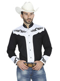 Camisa Vaquera de Hombre El General CHC063 Manga Larga Bordada en 65% Poliéster 35% Algodón Color Negro 40795
