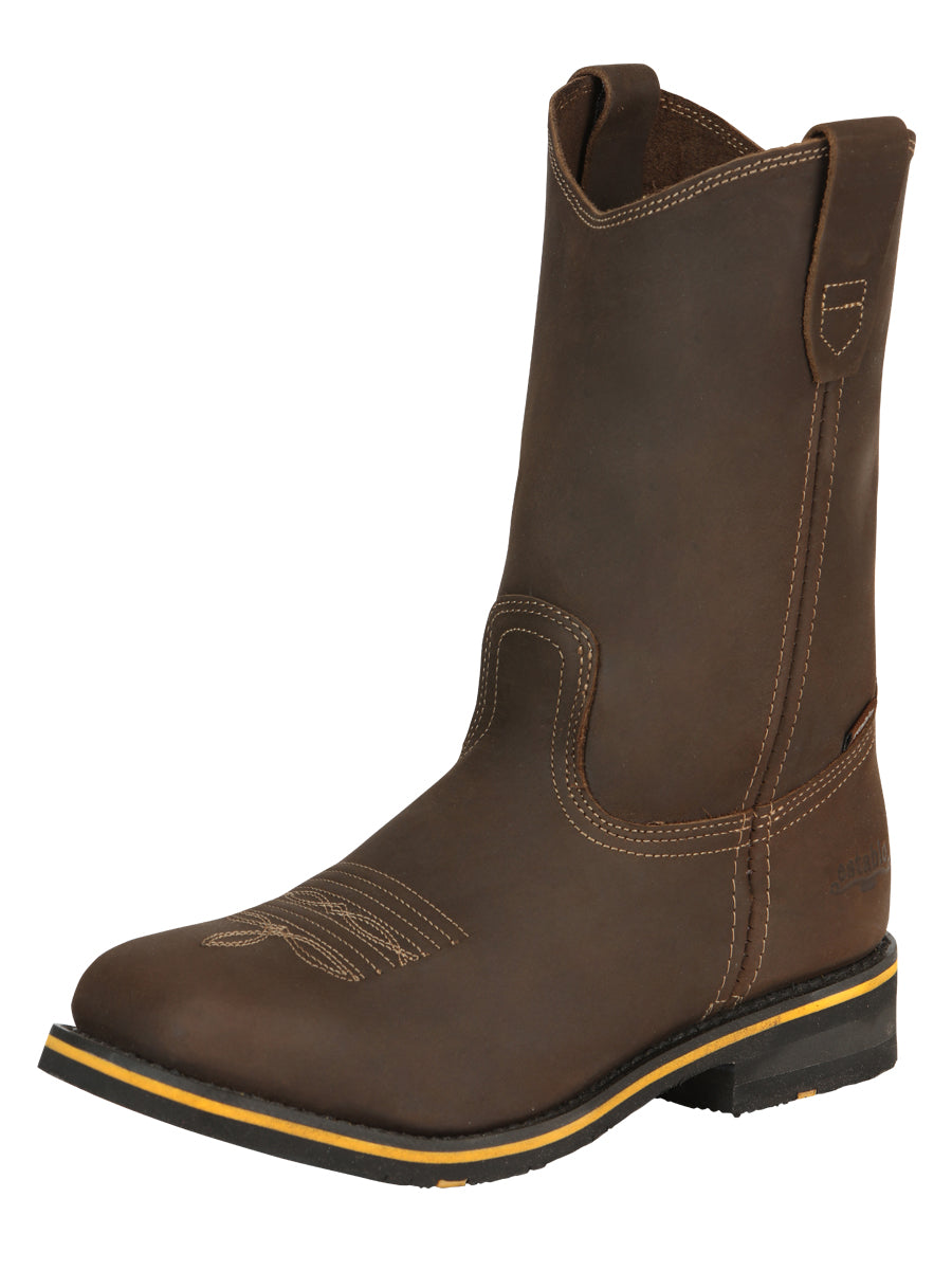 Botín Vaquero de Hombre El General Rodeo Trabajo en Piel Crazy Color Tan 41544