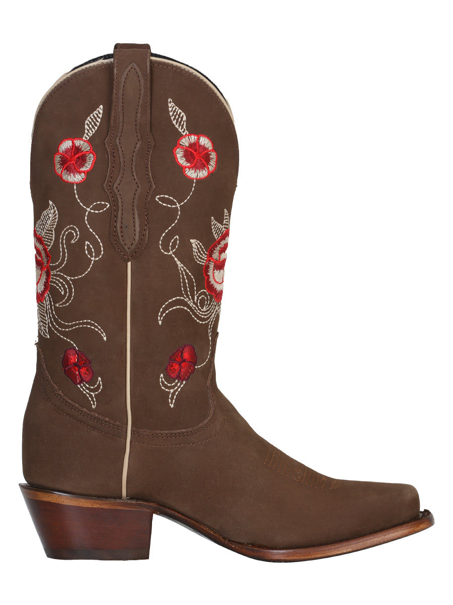 Bota Vaquera de Mujer El General Rodeo en Piel Bovino Nobuck Color Camel 41784