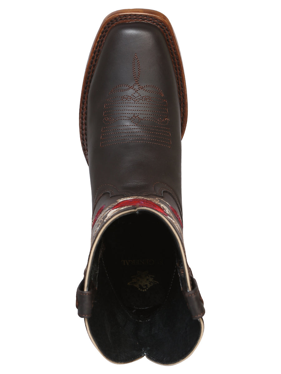 Bota Vaquera de Mujer El General Rodeo en Piel Crazy Color Chocolate 41785