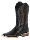 Bota Vaquera Rodeo Hombre El General Piel Bovino Grabado Tejido Negro - Modelo 41790