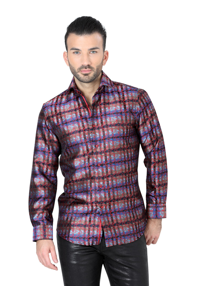 Camisa Vaquera de Hombre Centenario Manga Larga Casual en 100% Poliéster Color Rojo 41862
