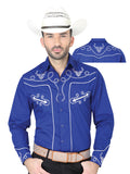 Camisa Vaquera de Hombre El General S2018-10A Manga Larga Bordada en 60% Algodón 40% Poliéster Color Azul 41938