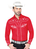 Camisa Vaquera de Hombre El General S2018-10A Manga Larga Bordada en 60% Algodón 40% Poliéster Color Rojo 41939