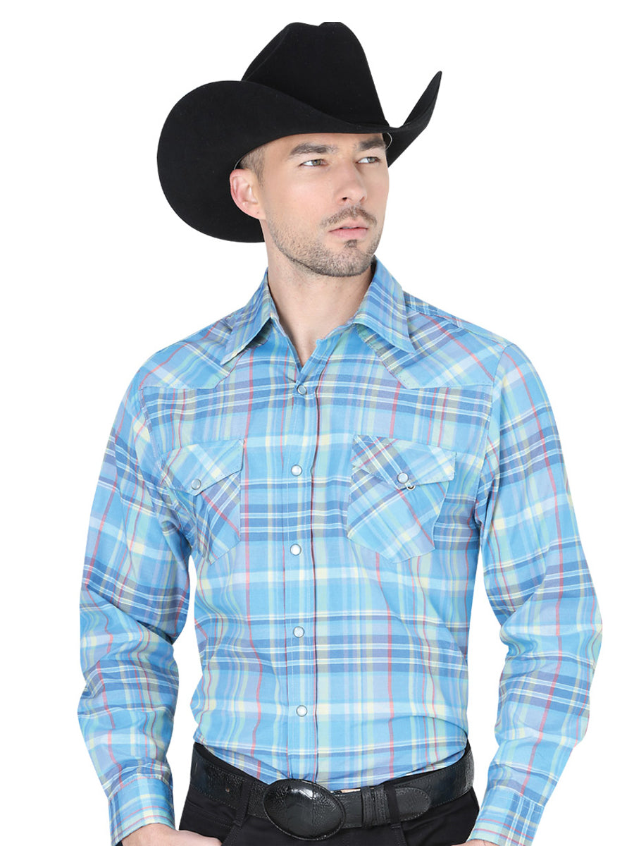 Camisa Vaquera de Hombre El General R2018-5 Manga Larga Bordada en 60% Algodón 40% Poliéster Color Azul 41976