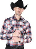 Camisa Vaquera de Hombre El General R2018-6 Manga Larga Casual en 60% Algodón 40% Poliéster Color Naranja/Rojo 41977