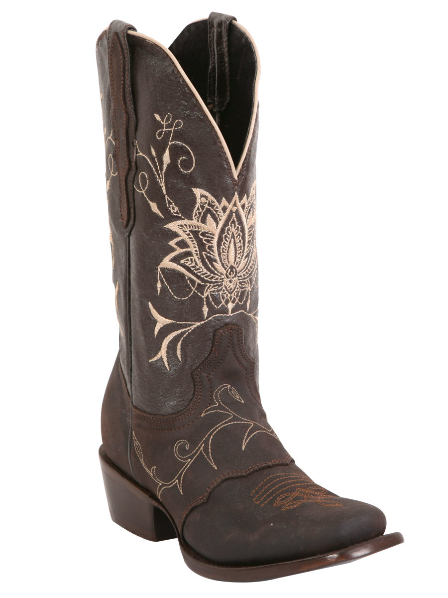 Bota Vaquera de Mujer El General Rodeo en Piel Crazy Color Chocolate 42030