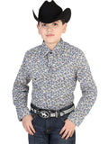 Camisa Vaquera de Niño El General 2019-69 en 55% Algodón 45% Poliéster Color Blanco/Azul 42459