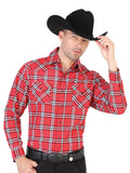 Camisa Vaquera de Hombre El General 2019-72 Manga Larga Casual en 55% Algodón 45% Poliéster Color Rojo 42462