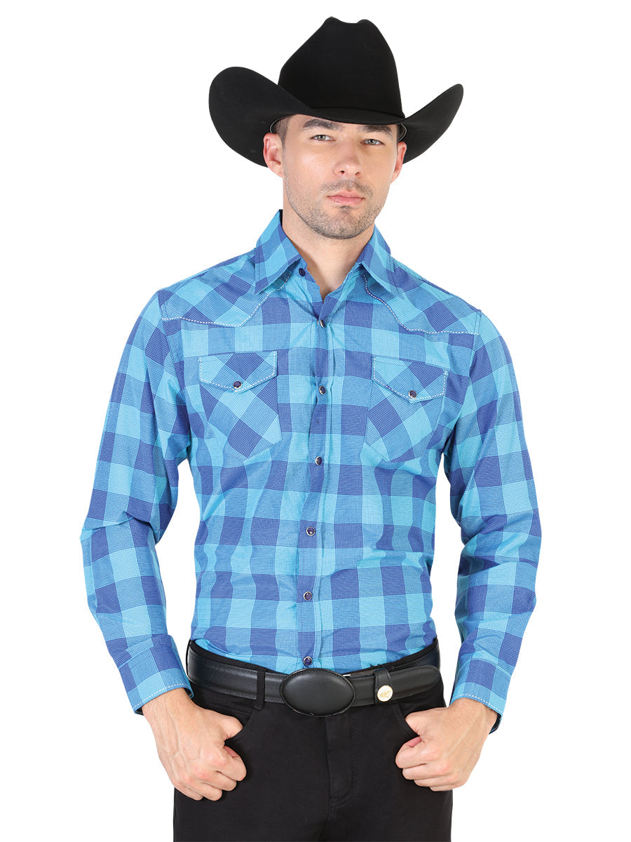 Camisa Vaquera de Hombre El General 2019-84 Manga Larga Casual en 55% Algodón 45% Poliéster Color Azul 42484