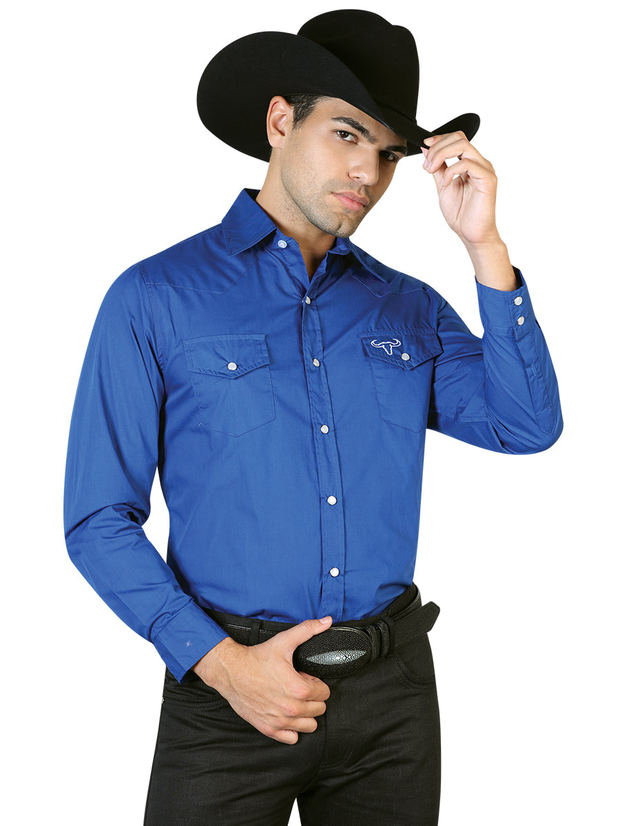 Camisa Vaquera de Hombre El General 2019-106 Manga Larga Casual en 55% Algodón 45% Poliéster Color Azul 42522