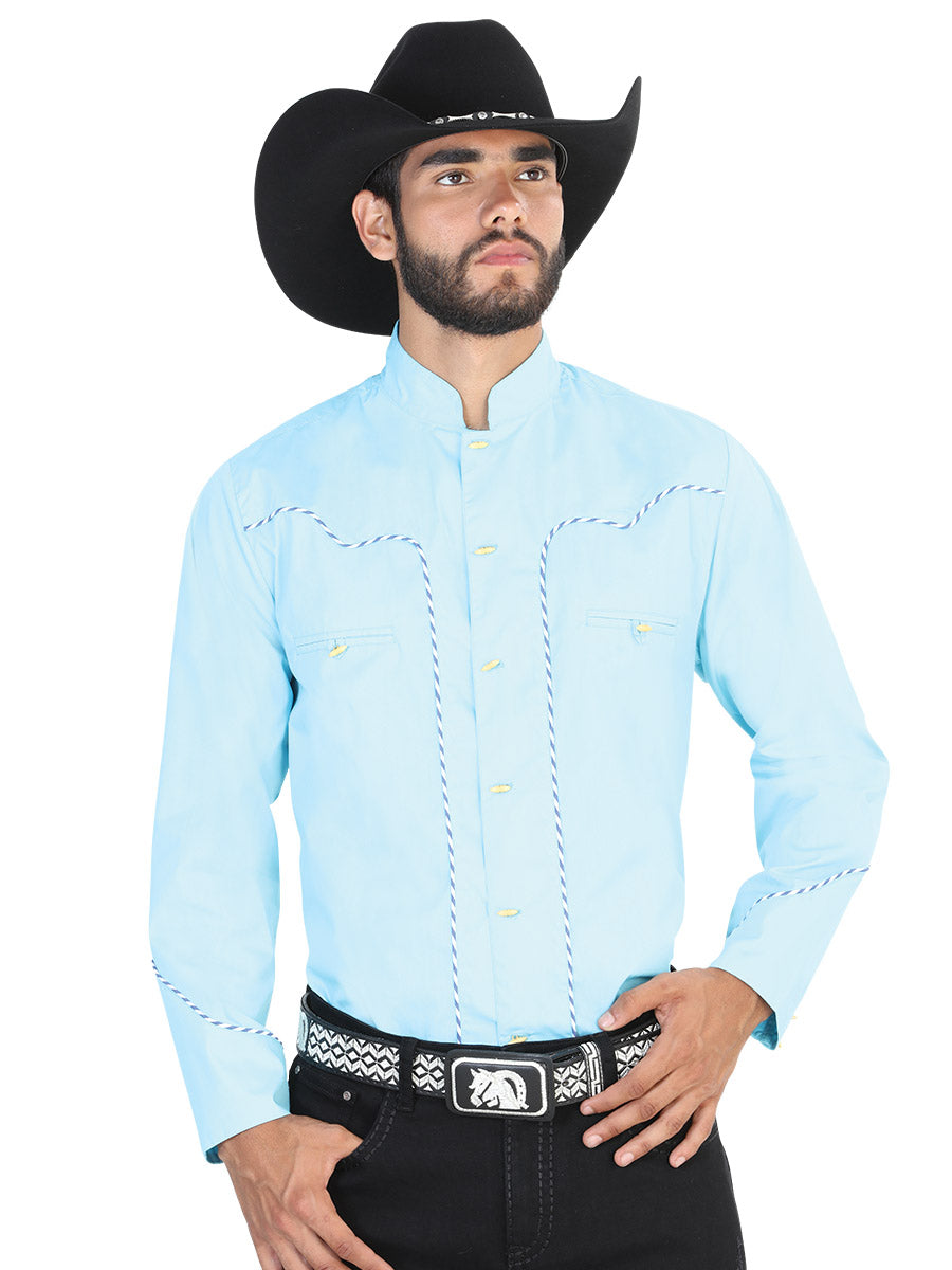 Camisa Vaquera de Hombre El General 2019-107 Charro Casual en 55% Algodón 45% Poliéster Color Azul Claro 42531